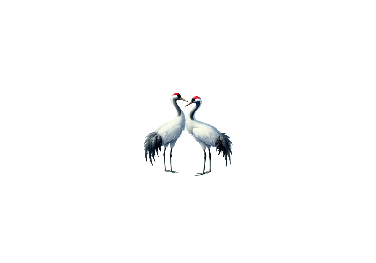 Red-Crowned Crane Pair Throw Pillow | Elegant Bird Couple Decorative Pillow | Nature Lover Gift