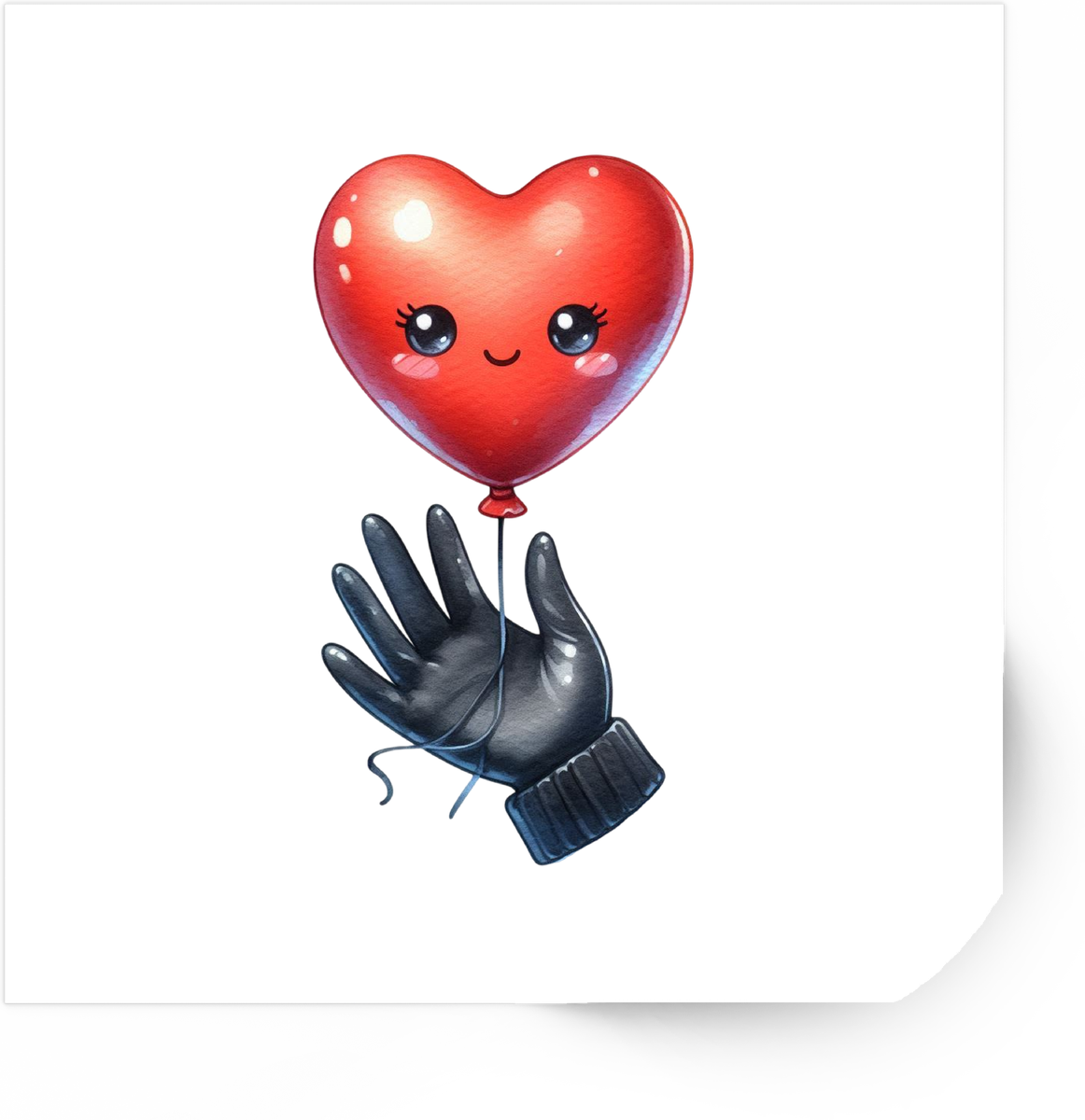 Heart Balloon and Black Glove Sticker | Cute Floating Heart Vinyl Decal | Quirky Love Gift
