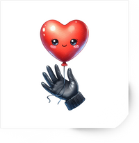 Thumbnail for Heart Balloon and Black Glove Sticker | Cute Floating Heart Vinyl Decal | Quirky Love Gift