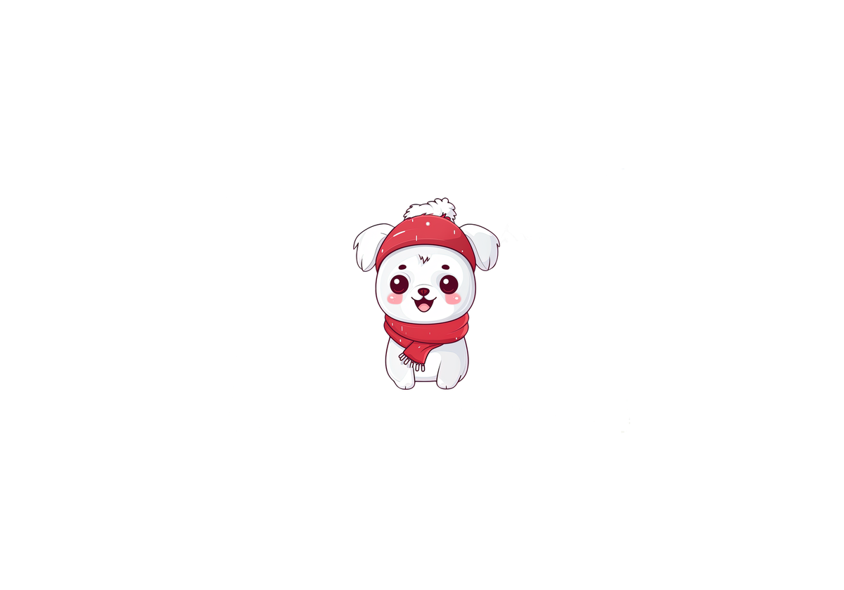 Cute Puppy in Winter Hat Throw Pillow | Kawaii Cartoon Dog Decorative Pillow | Kids Room Gift