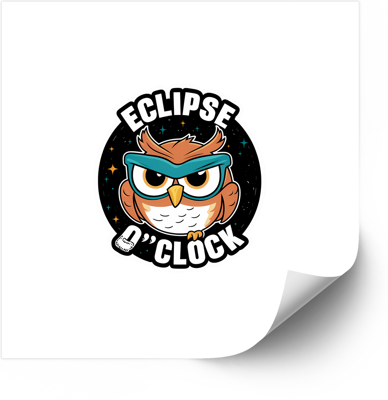 Eclipse O Clock Owl Sticker | Funny Retro Night Owl Astronomy Vinyl Decal