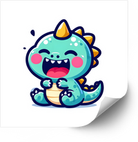 Thumbnail for Happy Laughing Dino Kawaii Sticker | Cute Cartoon Baby Dinosaur Vinyl Decal