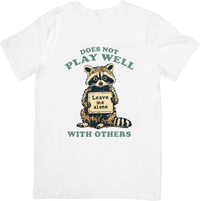 Thumbnail for Does Not Play Well With Others Raccoon T-Shirt | Funny Retro Introvert Animal Graphic Tee