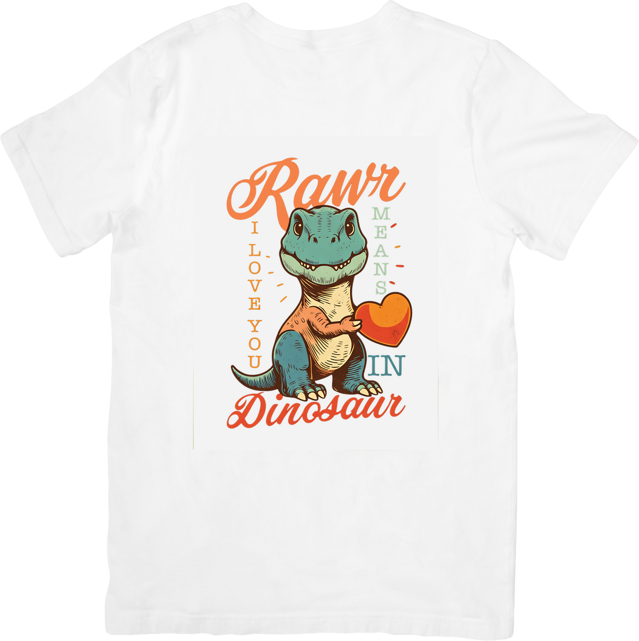 Rawr Means I Love You In Dinosaur T-Shirt | Cute Retro Dino Heart Graphic Tee | Valentine Gift