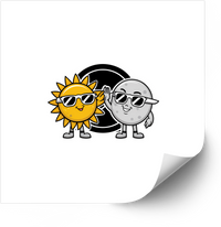 Thumbnail for Sun and Moon Solar Eclipse Sticker | Cute Funny Space Duo Celestial Vinyl Decal