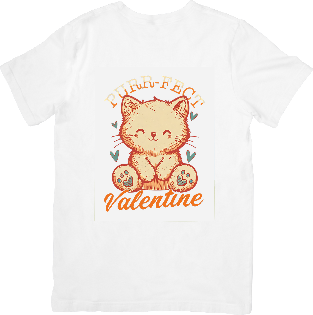 Purr-fect Valentine Kitten T-Shirt | Cute Kawaii Cat Valentines Day Graphic Tee | Cat Lover Gift
