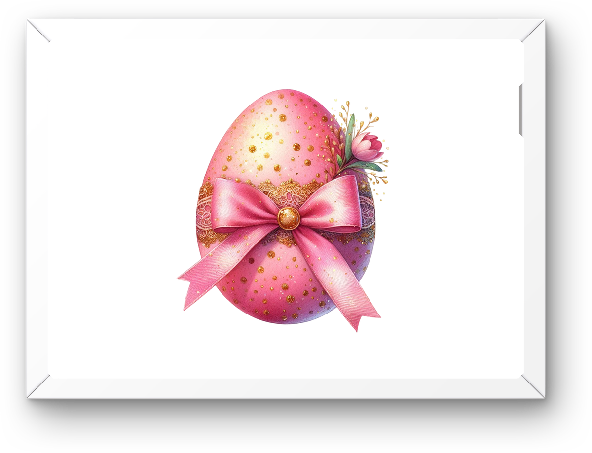 Pink Easter Egg Wall Art | Watercolor Decorated Egg Bow Print | Spring Holiday Gift