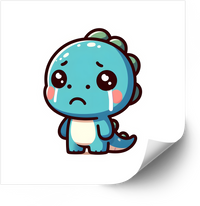 Thumbnail for Sad Crying Baby Dinosaur Sticker | Kawaii Cute Emotional Blue Dino Vinyl Decal