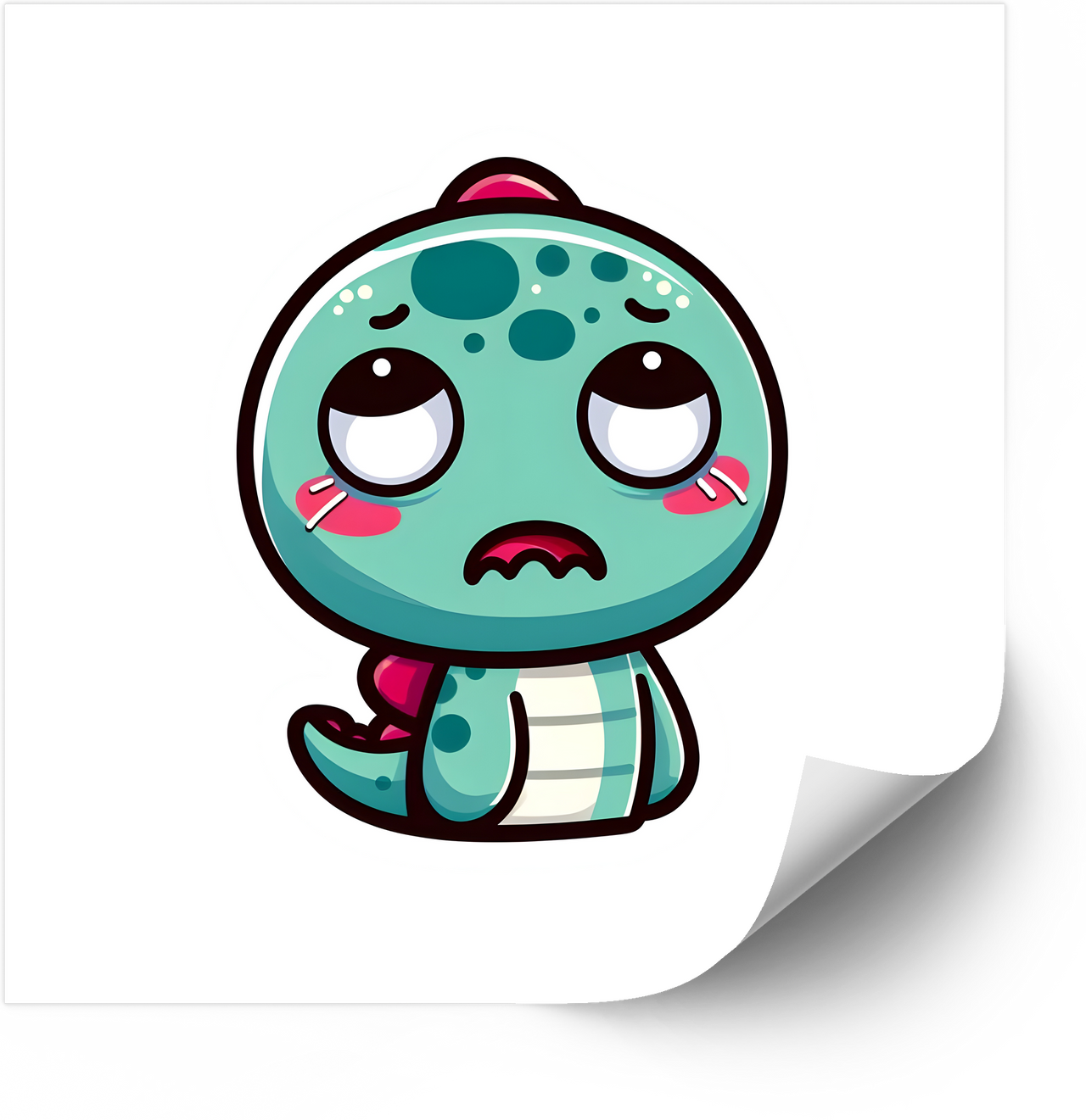 Sad Kawaii Snake Sticker | Cute Funny Reptile Mood Vinyl Decal