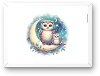 Thumbnail for Owl Mom and Baby on Moon Wall Art | Watercolor Nursery Print | Kids Room Baby Shower Gift
