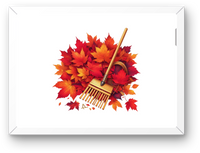 Thumbnail for Autumn Leaves and Rake Wall Art | Vibrant Fall Foliage Print | Seasonal Home Gift