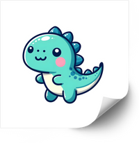 Thumbnail for Happy Kawaii Teal Dinosaur Sticker | Cute Smiling Baby Dino Vinyl Decal