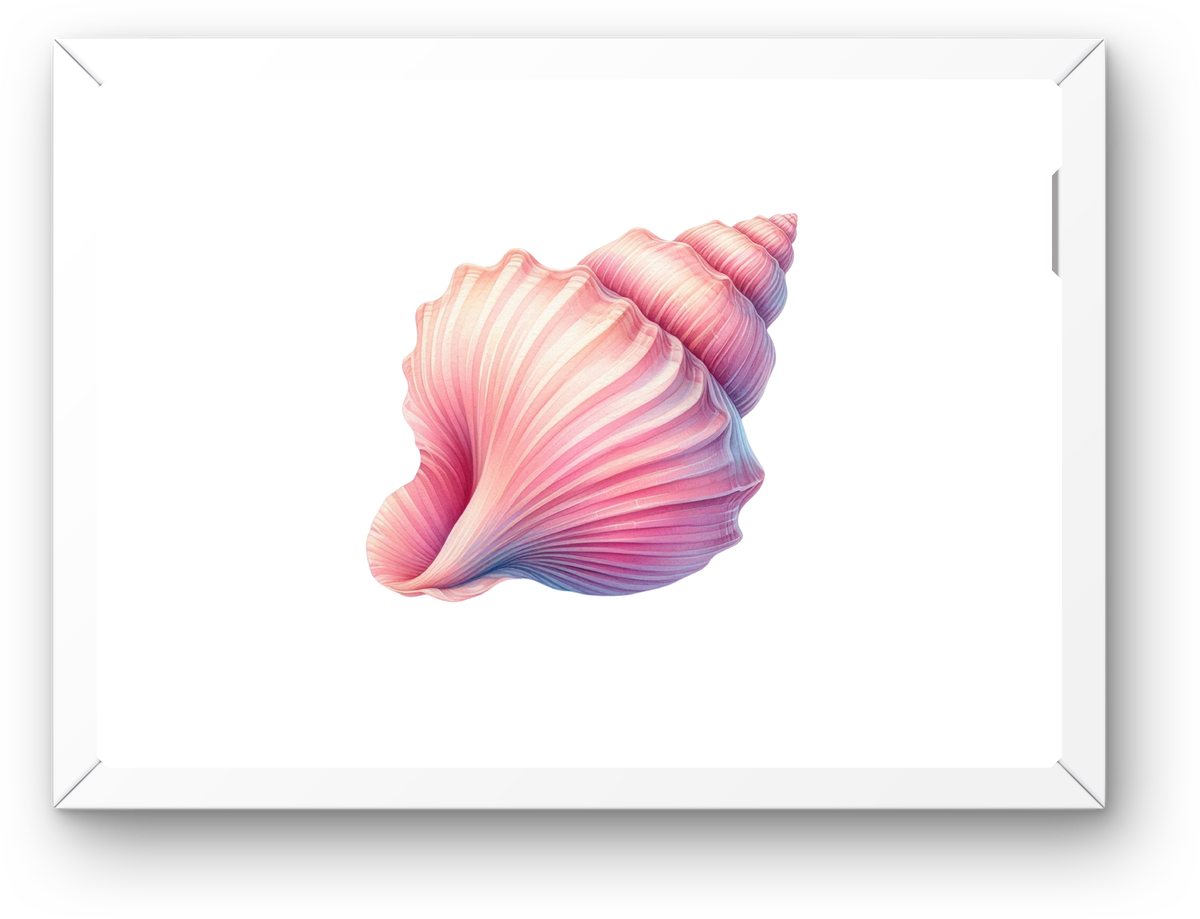 Pink Seashell Wall Art | Watercolor Conch Shell Print | Coastal Beach House Gift