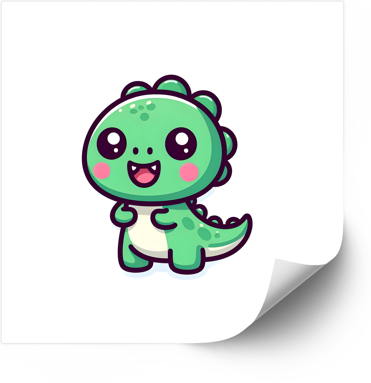 Happy Baby Green Dinosaur Sticker | Cute Kawaii Dino Cheerful Vinyl Decal