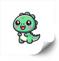 Thumbnail for Happy Baby Green Dinosaur Sticker | Cute Kawaii Dino Cheerful Vinyl Decal