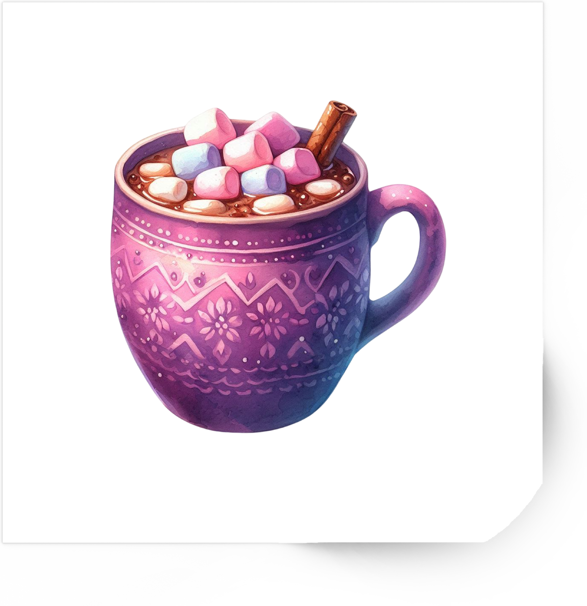 Purple Hot Cocoa Mug Sticker | Cozy Marshmallow Cocoa Vinyl Decal | Winter Lover Gift