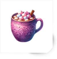 Thumbnail for Purple Hot Cocoa Mug Sticker | Cozy Marshmallow Cocoa Vinyl Decal | Winter Lover Gift