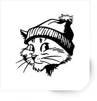 Thumbnail for Cool Cat in Beanie Sticker | Black and White Hipster Cat Vinyl Decal | Cat Lover Gift