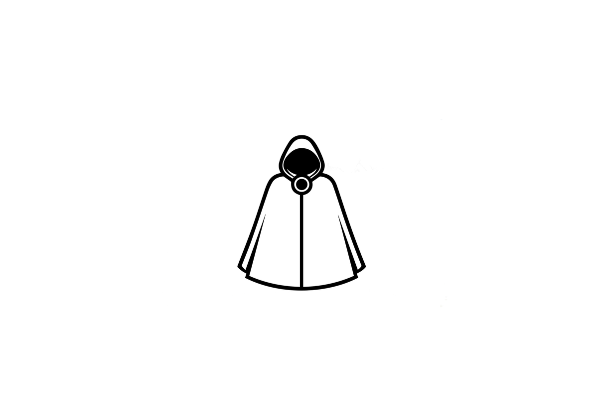 Hooded Cloak Throw Pillow | Minimalist Black Line Icon Decorative Pillow | Modern Decor Gift
