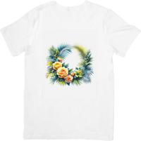 Thumbnail for Tropical Floral Wreath T-Shirt | Watercolor Palm and Roses Graphic Tee | Summer Botanical Gift