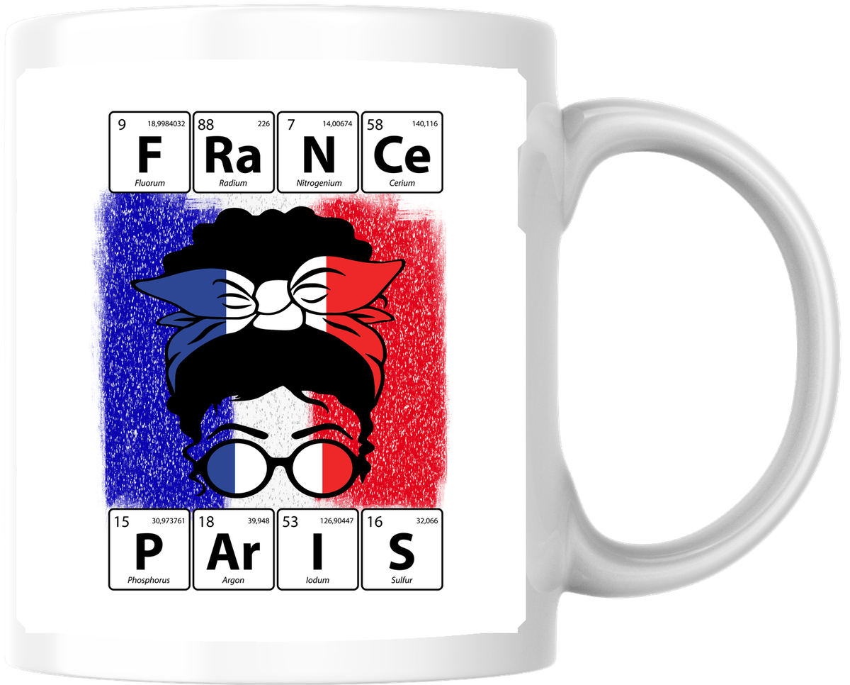 France Paris Periodic Table Mug | Beanie Glasses Element Symbols Coffee Mug | French Travel Gift