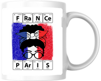 Thumbnail for France Paris Periodic Table Mug | Beanie Glasses Element Symbols Coffee Mug | French Travel Gift