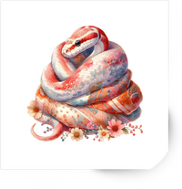 Thumbnail for Coiled Floral Snake Sticker | Watercolor Pink Serpent Vinyl Decal | Boho Nature Gift