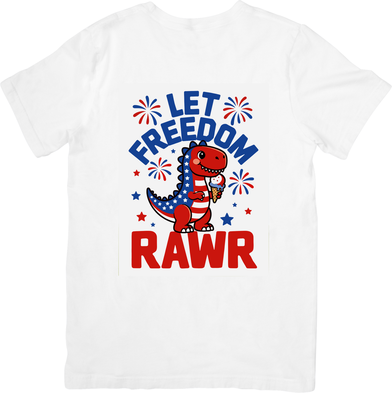 Let Freedom Rawr Dinosaur T-Shirt | Patriotic 4th of July Dino Graphic Tee | Kids Gift