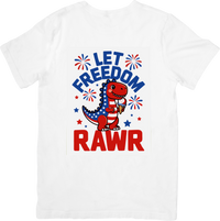Thumbnail for Let Freedom Rawr Dinosaur T-Shirt | Patriotic 4th of July Dino Graphic Tee | Kids Gift