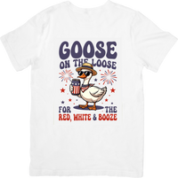 Thumbnail for Goose On The Loose Patriotic Goose T-Shirt | Funny Red White Booze Beer Graphic Tee