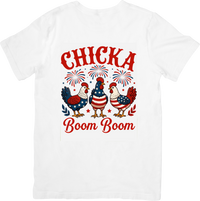 Thumbnail for Chicka Boom Boom Patriotic Chickens T-Shirt | Funny Fourth of July Graphic Tee | 4th of July Gift