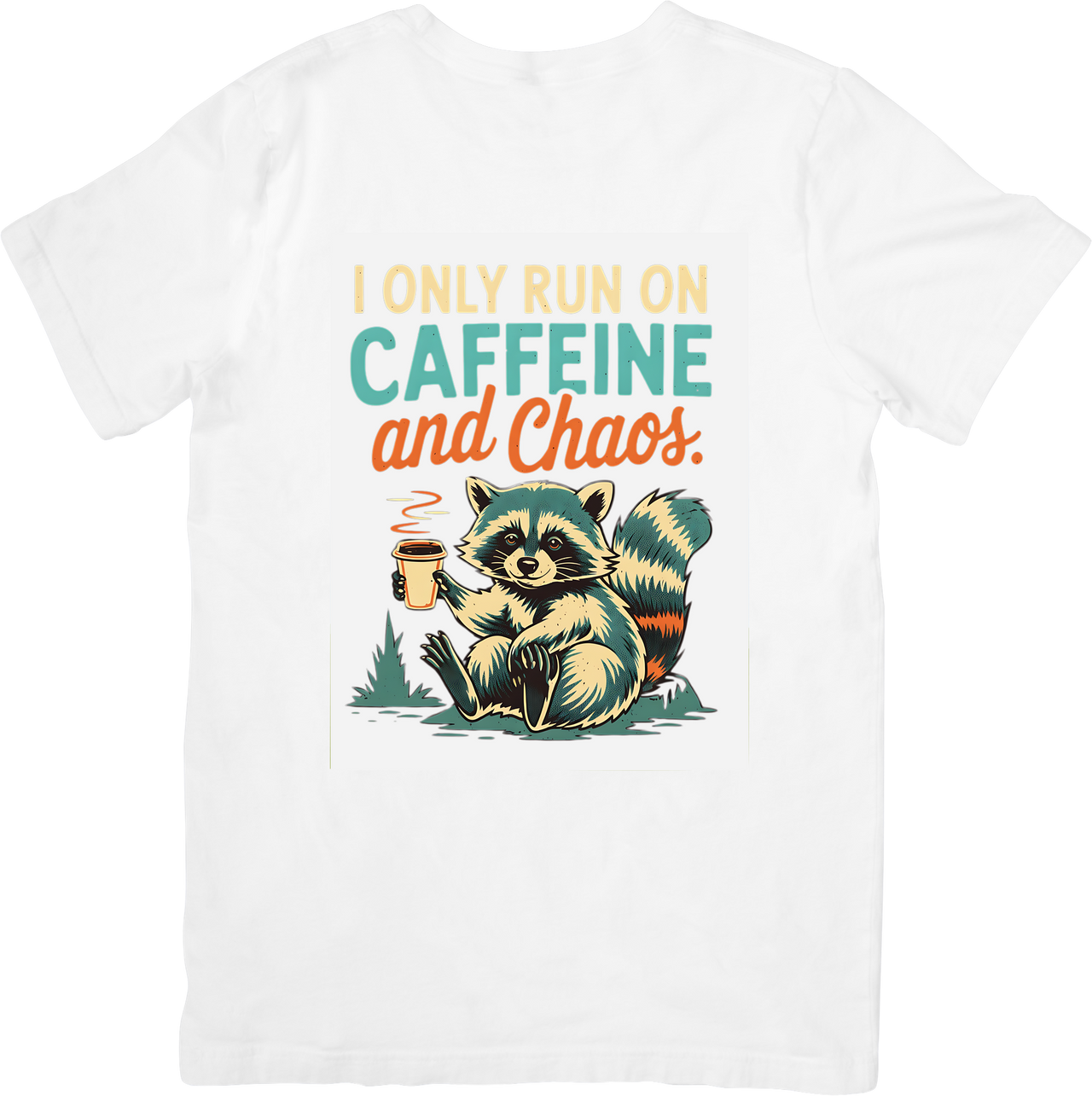 I Only Run on Caffeine and Chaos Raccoon T-Shirt | Funny Vintage Animal Graphic Tee