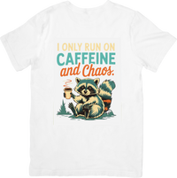 Thumbnail for I Only Run on Caffeine and Chaos Raccoon T-Shirt | Funny Vintage Animal Graphic Tee