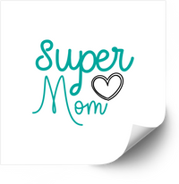 Thumbnail for Super Mom Heart Script Sticker | Cute Teal Handwritten Love Mom Vinyl Decal