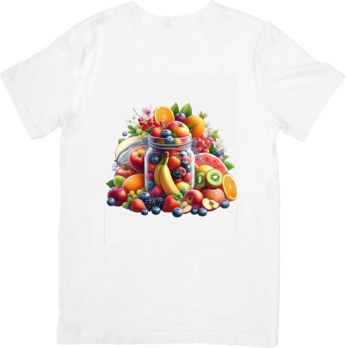 Fresh Fruit Bounty T-Shirt | Colorful Mixed Fruit Graphic Tee | Healthy Foodie Summer Gift