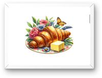 Thumbnail for Buttered Croissant Floral Wall Art | Watercolor French Bakery Print | Kitchen Cafe Gift