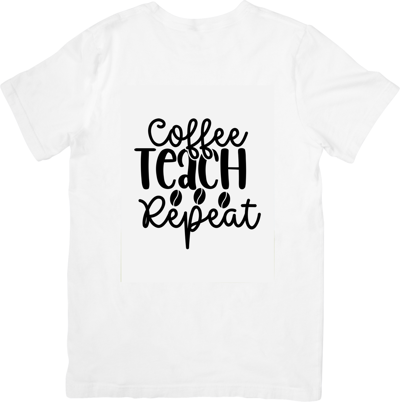 Coffee Teach Repeat T-Shirt | Minimalist Teacher Life Graphic Tee | Teacher Appreciation Gift