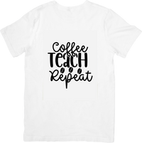 Thumbnail for Coffee Teach Repeat T-Shirt | Minimalist Teacher Life Graphic Tee | Teacher Appreciation Gift