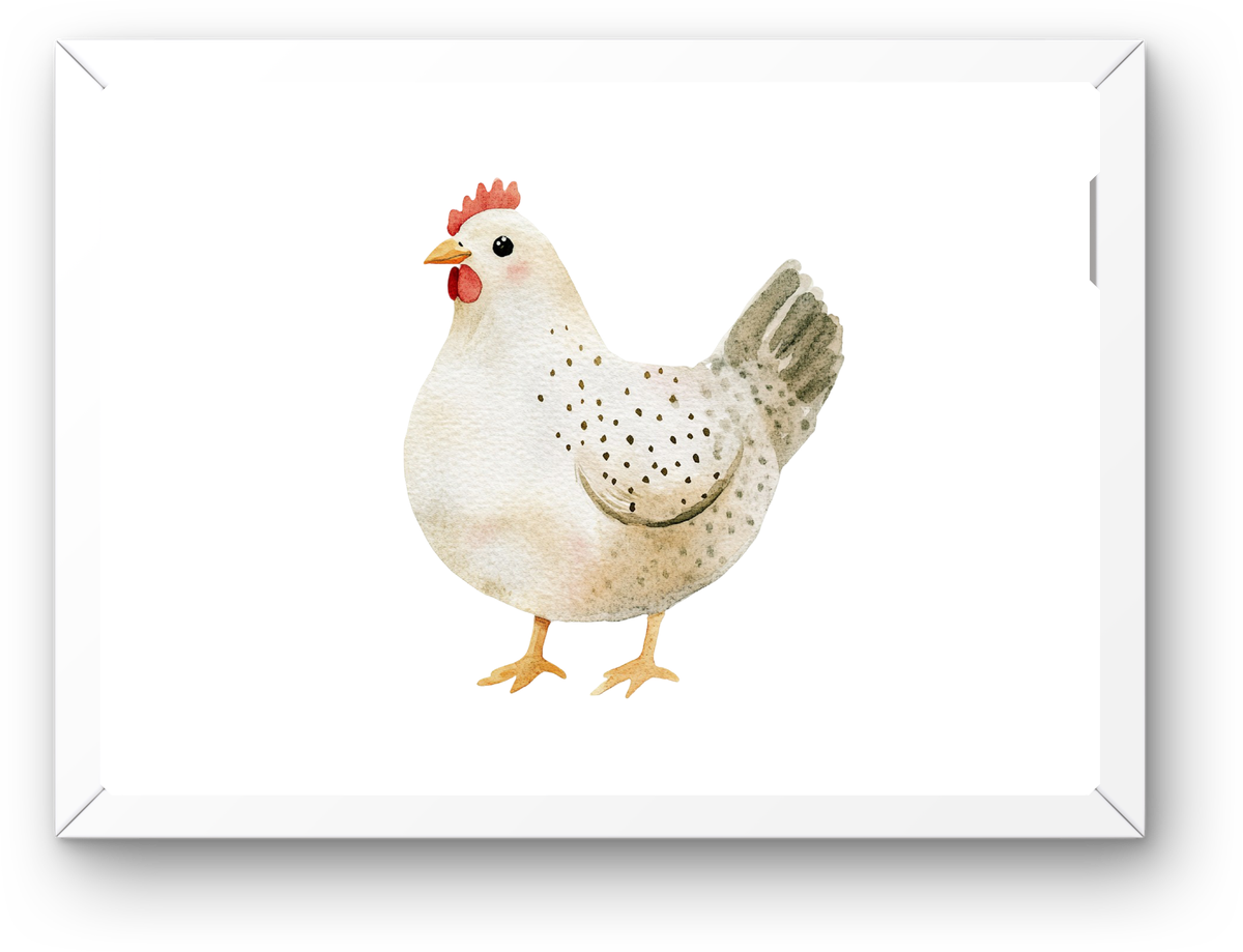 Watercolor Speckled Hen Wall Art | Rustic Farmhouse Chicken Print | Country Kitchen Gift
