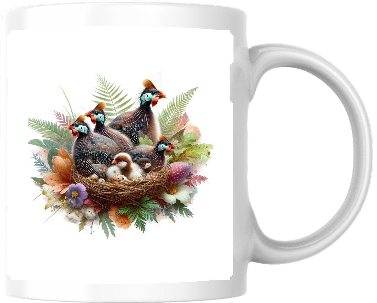 Quail Family Nest Mug | Watercolor Floral Bird Coffee Mug | Nature Lover Gift