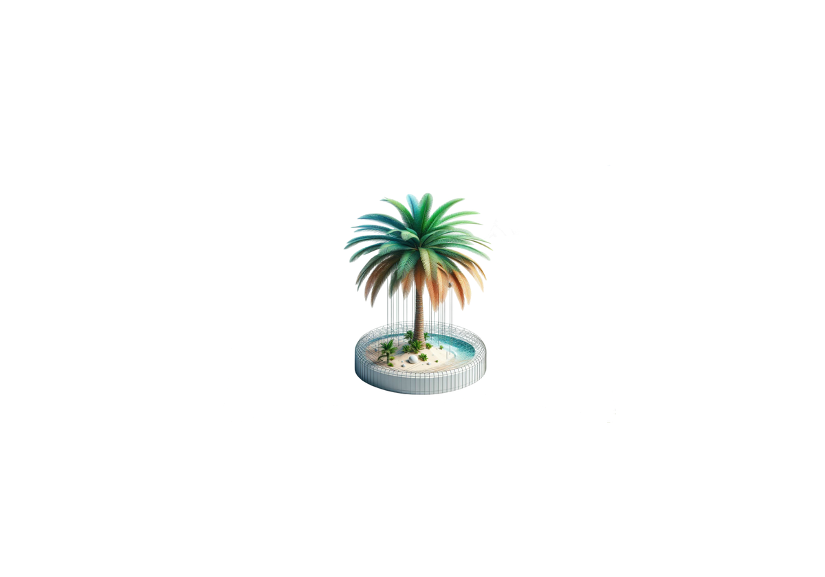 Palm Tree Island Throw Pillow | Mini Tropical Oasis Decorative Pillow | Beach Coastal Gift
