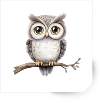 Thumbnail for Cute Owl on Branch Sticker | Watercolor Big-Eyed Bird Vinyl Decal | Nature Kids Gift
