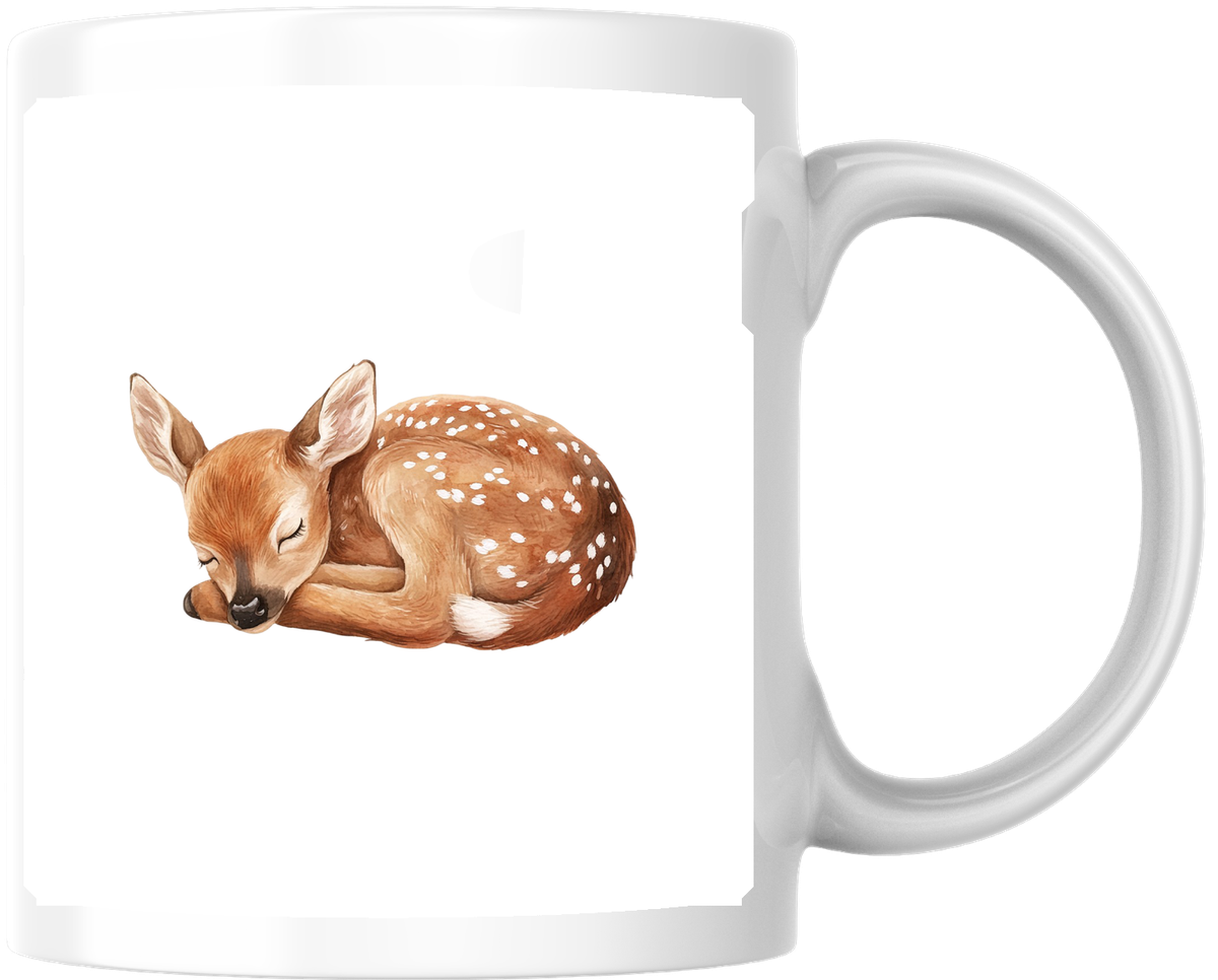 Sleeping Baby Deer Mug | Watercolor Spotted Fawn Coffee Mug | Woodland Nursery Gift