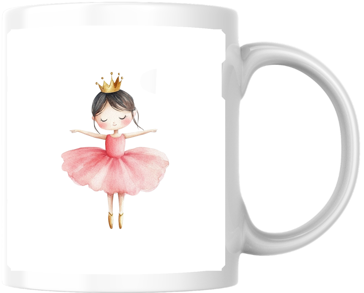 Ballerina Princess Mug | Watercolor Dancing Crown Girl Coffee Mug | Little Dancer Gift