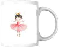 Thumbnail for Ballerina Princess Mug | Watercolor Dancing Crown Girl Coffee Mug | Little Dancer Gift