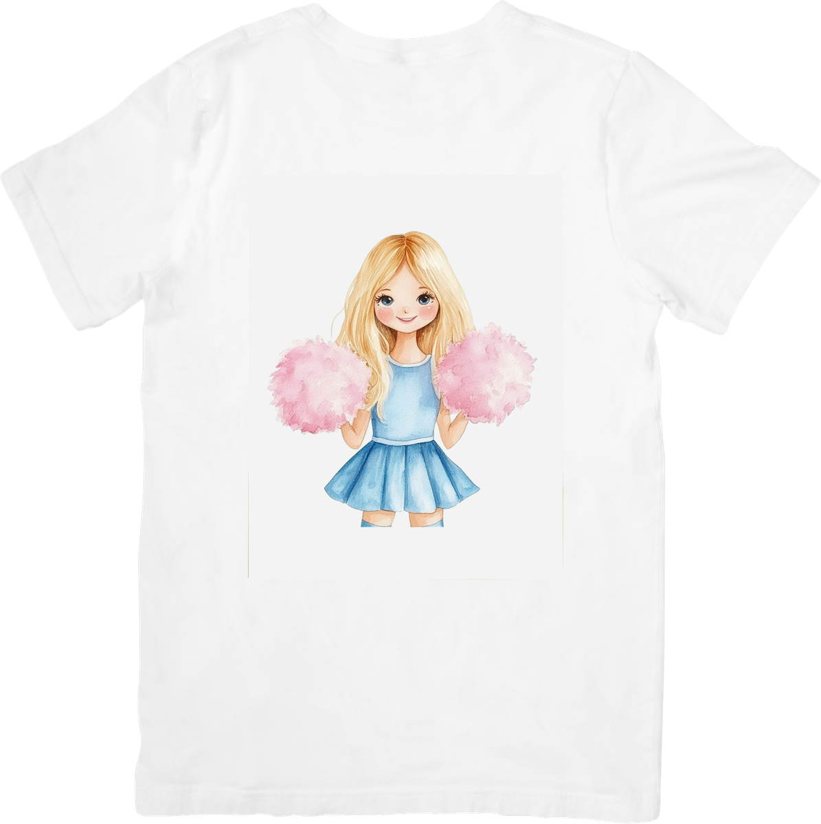 Cute Cheerleader Girl T-Shirt | Watercolor Pom-Pom Graphic Tee | Cheer Squad Gift