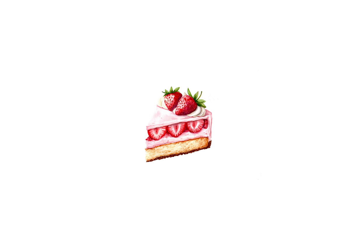 Strawberry Cake Slice Throw Pillow | Watercolor Dessert Decorative Pillow | Kitchen Foodie Gift