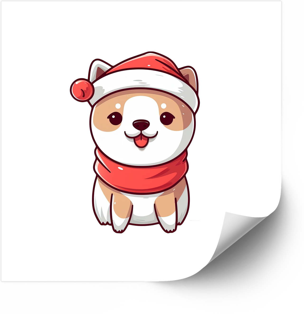 Christmas Shiba Inu Sticker | Kawaii Holiday Dog Santa Hat Vinyl Decal