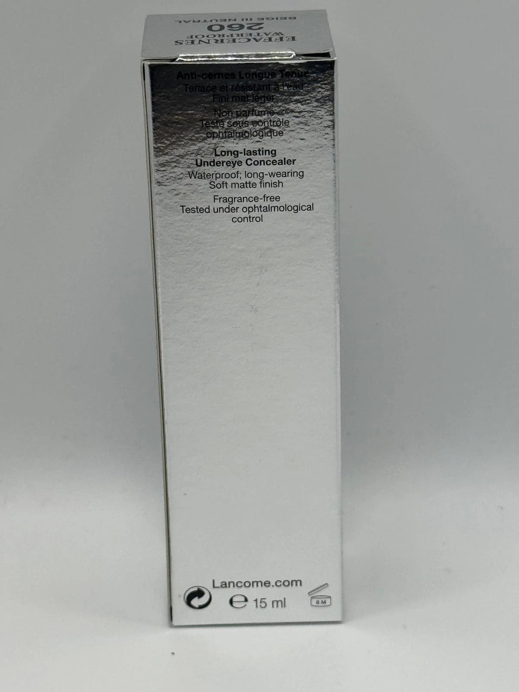 Lancome Effacernes Waterproof Undereye  Concealer ~260 BEIGE III NEUTRAL~ NEW