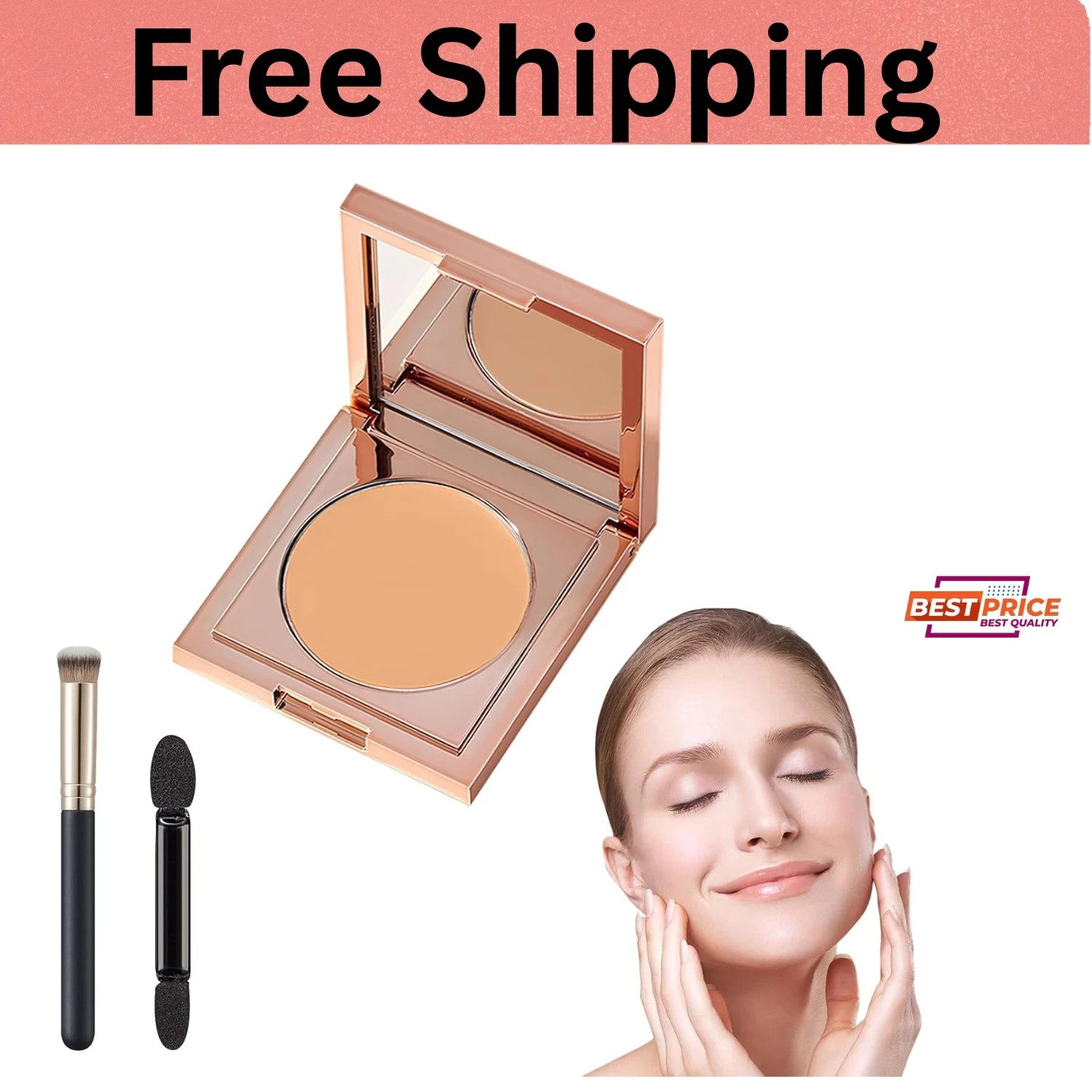 Colored Clay CC Undereye Corrector & Concealer, Light-Medium Peach - Set Includes 3 Brushes Main image
